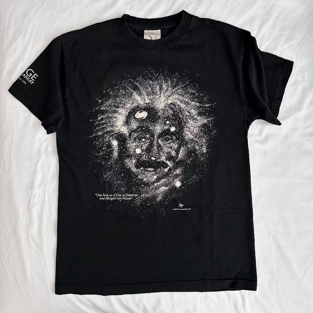 Cotton Impressions Einstein Starry Night men's tshirt black glow-in-dark sz M